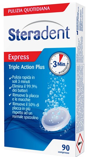 STERADENT TRIPLE ACTION PLUS 90 COMPRESSE PULENTI - doctorpill.it
