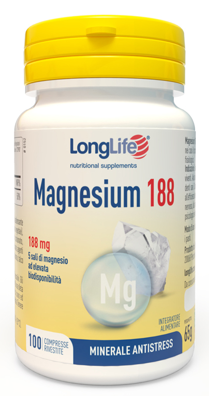 LONGLIFE MAGNESIUM 188 100 COMPRESSE RIVESTITE DA 6,5 G - doctorpill.it