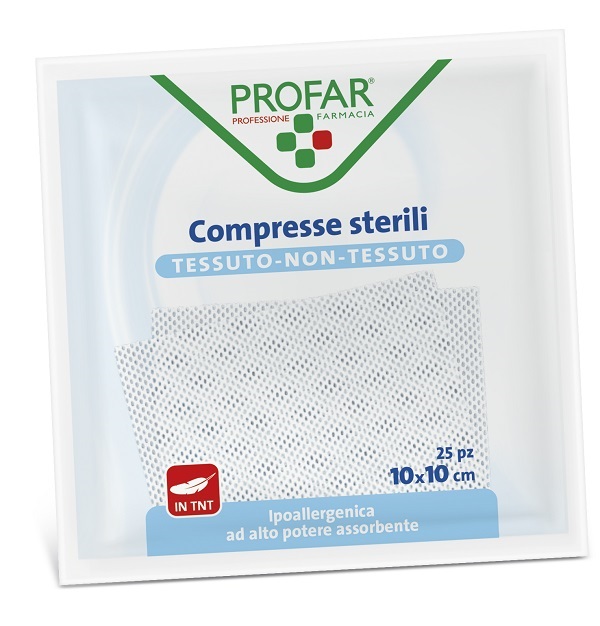 GARZA COMPRESSA TESSUTO NON TESSUTO 10X10 CM 25 PEZZI PROFAR - doctorpill.it
