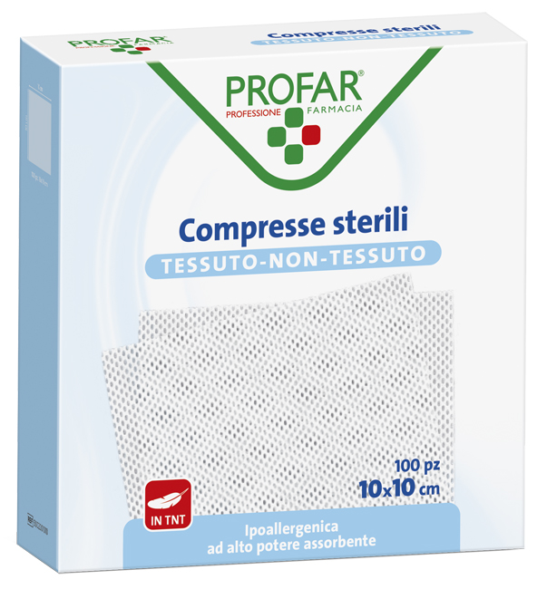 GARZA COMPRESSA TESSUTO NON TESSUTO 10X10 CM 100 PEZZI PROFAR - doctorpill.it