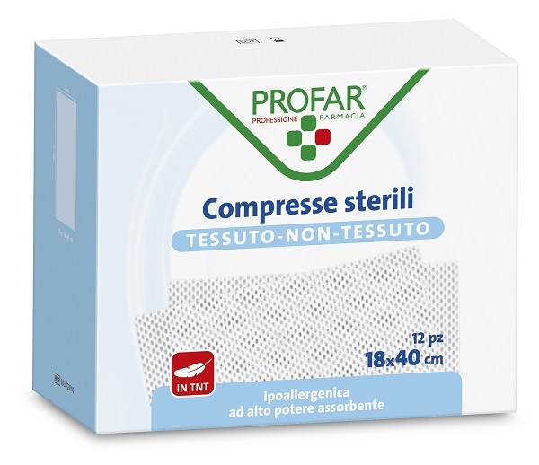 GARZA COMPRESSA TESSUTO NON TESSUTO 18X40 CM 12 PEZZI PROFAR - doctorpill.it