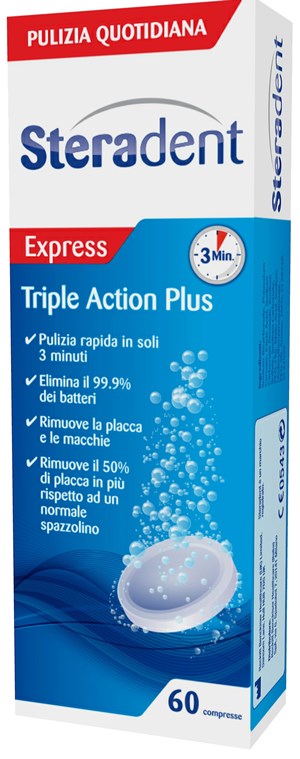 STERADENT TRIPLE ACTION PLUS 60 COMPRESSE PULENTI - doctorpill.it
