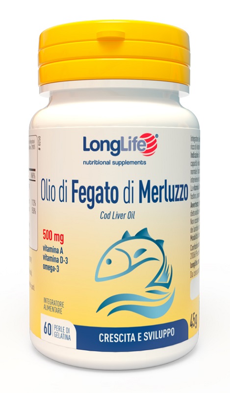 LONGLIFE OLIO FEGATO MERLUZZO 500 MG 60 PERLE IN GELATINA - doctorpill.it