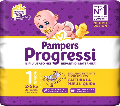 PAMPERS PROGRESSI NEWBORN PANNOLINO 1 2-5KG 28 PEZZI - doctorpill.it