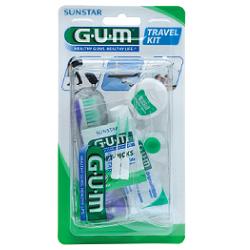 GUM TRAVEL KIT VIAGGIO 1 SPAZZOLINO PIEGHEVOLE GUM TRAVEL + 1 DENTIFRICIO VIAGGIO 12 ML + 1 ROCCHETTO FILO INTERDENTALE 10MT + 2 SCOVOLINI GOMMA GUM SOFT PICKS - doctorpill.it