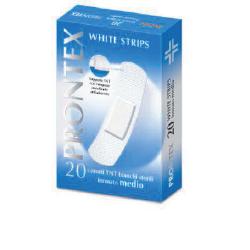 CEROTTO PRONTEX WHITE STRIPS IN TESSUTO NON TESSUTO BIANCO STERILE SCATOLA 20 CEROTTI MEDI - doctorpill.it