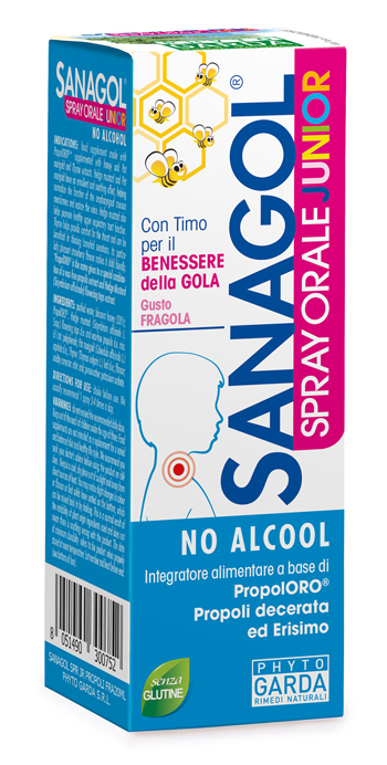 SANAGOL SPRAY JUNIOR PROPOLI FRAGOLA 20 ML - doctorpill.it