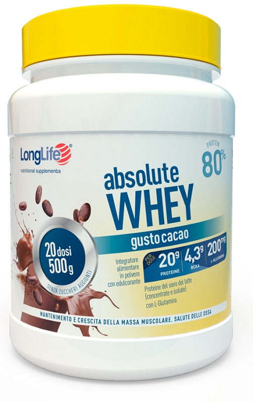 LONGLIFE ABSOLUTE WHEY CACAO 500 G - doctorpill.it