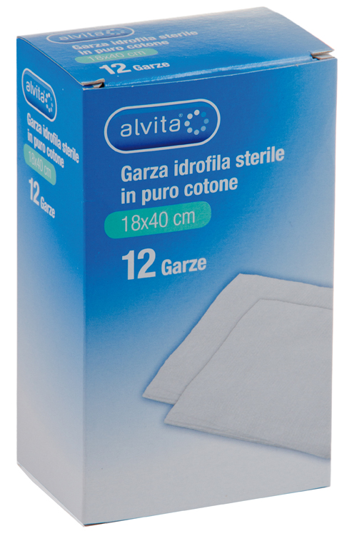 GARZA IDROFILA IN PURO COTONE ALVITA 18X40CM 12 PEZZI - doctorpill.it