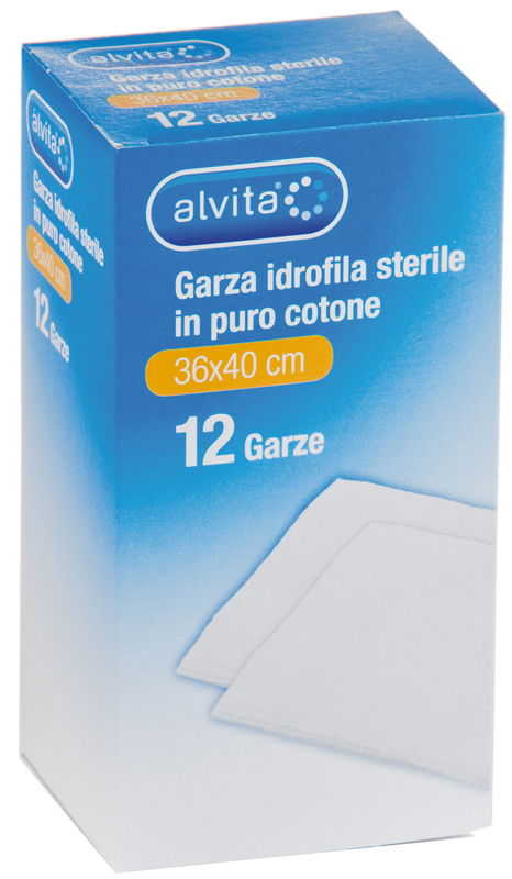 GARZA IDROFILA IN PURO COTONE ALVITA 36X40CM 12 PEZZI - doctorpill.it