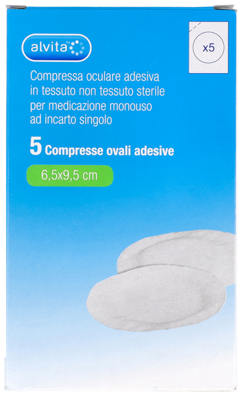 COMPRESSA OCULARE AUTOADESIVA ALVITA TNT OVALI 6,5X9,5CM 5 PEZZI - doctorpill.it