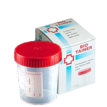 CONTENITORE PER URINA BIO TAINER GRADUATO CON SUPERFICIE DI SCRITTURA CON TAPPO A VITE CAPACITA' 120ML 1 PEZZO - doctorpill.it