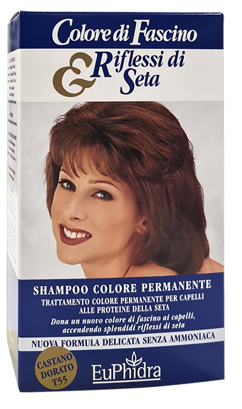 EUPHIDRA COLORE DI FASCINO & RIFLESSI DI SETA SHAMPOO COLORE PERMANENTE 55 CASTANO DORATO 120 ML - doctorpill.it