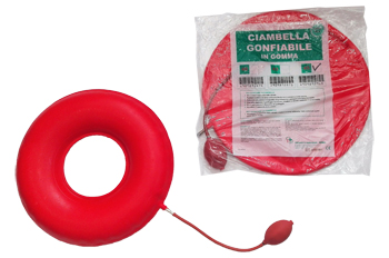 CIAMBELLA GONFIABILE PER INVALIDI IN GOMMA ROSSA TEAM DELUXE CON POMPA 45CM DIAMETRO - doctorpill.it