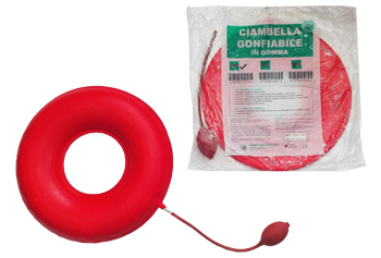CIAMBELLA GONFIABILE PER INVALIDI IN GOMMA ROSSA TEAM DELUXE CON POMPA 40CM DIAMETRO - doctorpill.it