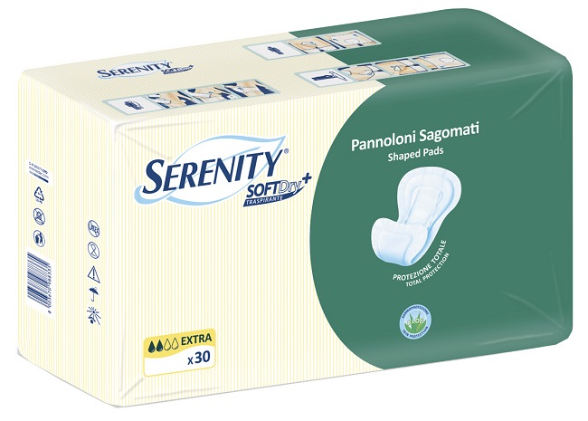 PANNOLONE PER INCONTINENZA SAGOMATO SERENITY SOFTDRY+ ALOE EXTRA 30 PEZZI - doctorpill.it