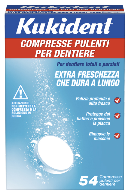 KUKIDENT CLEANSER FRESCH 54 COMPRESSE PULIZIA PROTESI DENTARIE - doctorpill.it