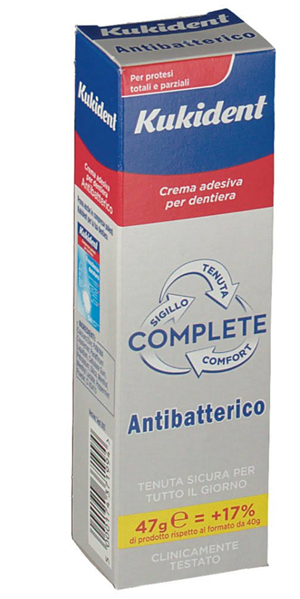 KUKIDENT COMPLETE CREMA ADESIVA PER PROTESI DENTARIE CON ANTIBATTERICO 47 G - doctorpill.it