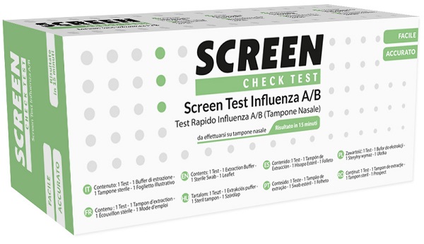 TEST SCREEN QUALITATIVO PER DETERMINAZIONE ANTIGENE DI VIRUS INFLUENZA A/B DA CAMPIONI DI TAMPONI NASALI E FARINGEI 1 PEZZO - doctorpill.it