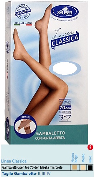 SAUBER GAMBALETTO OPEN TOE MAGLIA MICRORETE 70 DEN COLORE NEUTRO BEIGE TAGLIA 3 LINEA CLASSICA - doctorpill.it