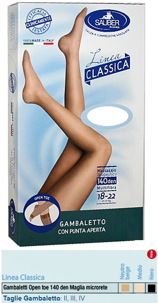 SAUBER GAMBALETTO OPEN TOE MAGLIA MICRORETE 140 DEN COLORE NEUTRO BEIGE TAGLIA 4 LINEA CLASSICA - doctorpill.it