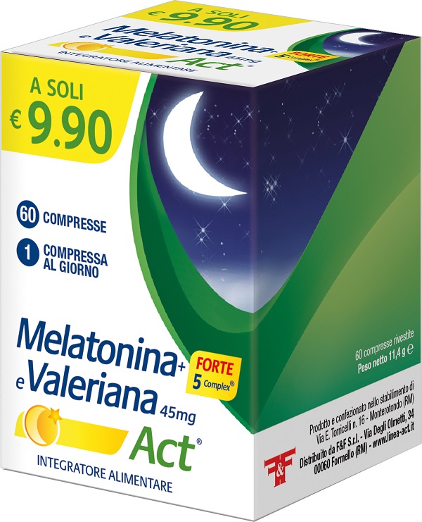 MELATONINA+FORTE 5 COMPLEX E VALERIANA ACT 60 COMPRESSE - doctorpill.it