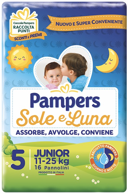 PANNOLINO PER BAMBINO PAMPERS SOLE & LUNA FLASH JUNIOR 16 PEZZI - doctorpill.it