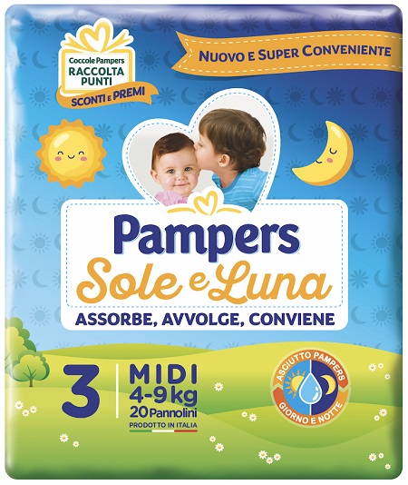 PANNOLINO PER BAMBINO PAMPERS SOLE & LUNA MIDI 20 PEZZI - doctorpill.it