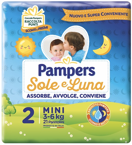 PANNOLINO PER BAMBINO PAMPERS SOLE & LUNA FLASH MINI 21 PEZZI - doctorpill.it