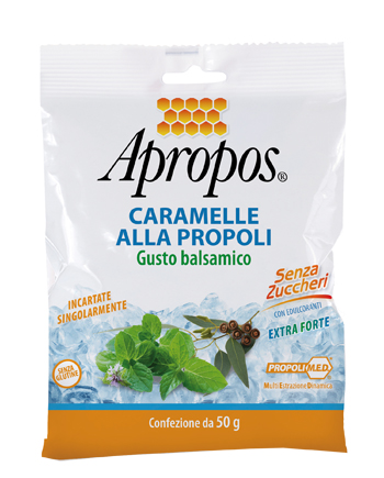 APROPOS CARAMELLE DURE ALLA PROPOLI BALSAMICHE SENZA ZUCCHERO 50 G - doctorpill.it