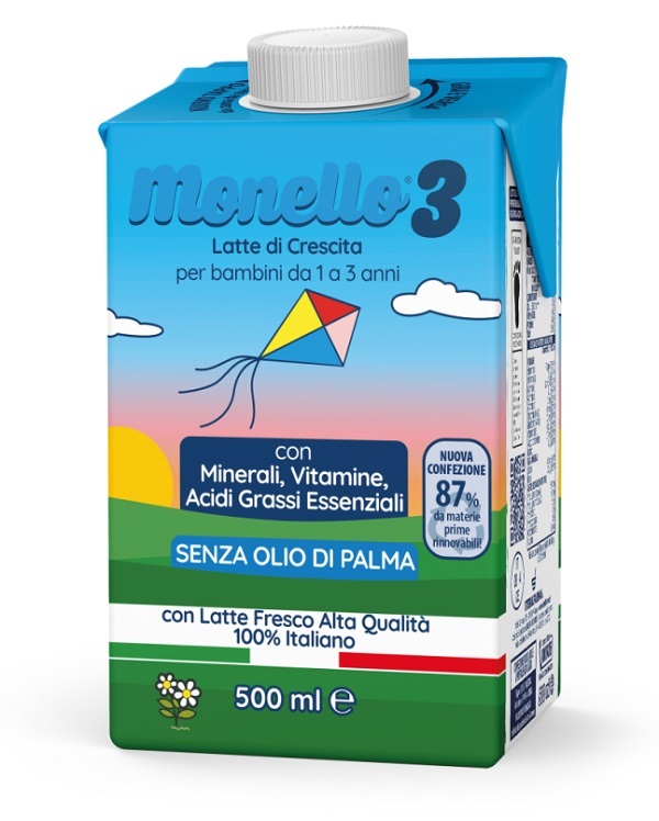 MONELLO 3 FORMULA PER LA CRESCITA A BASE DI LATTE PER BAMBINI DA 1 A 3 ANNI LIQUIDO 500 ML - doctorpill.it