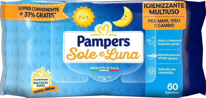 PAMPERS WIPES SOLE & LUNA EFFETTO SPUGNA 60 SALVIETTE - doctorpill.it