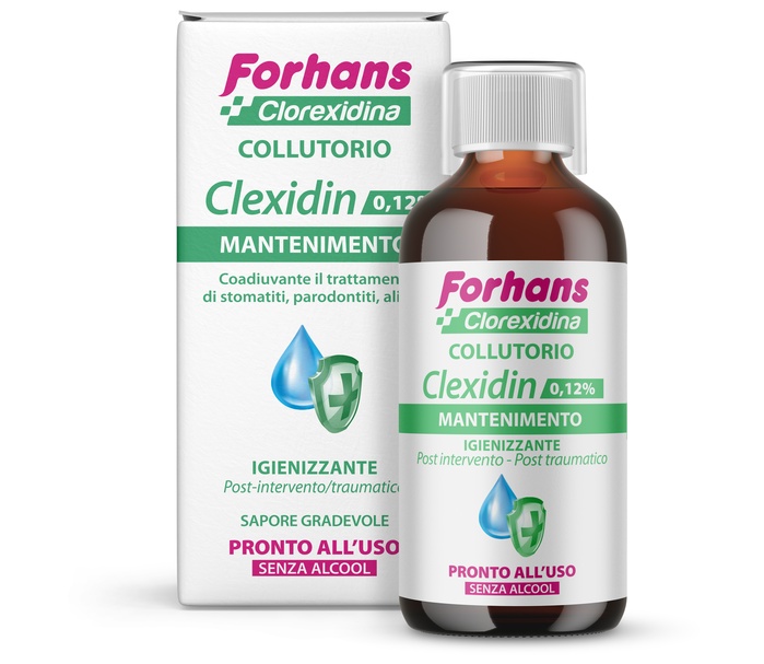 FORHANS COLLUTORIO CON CLOREXIDINA 0,12 CLEXIDIN SENZA ALCOOL 200 ML - doctorpill.it