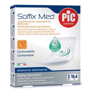 CEROTTO PIC SOFFIX MED IN TNT CON TAMPONE CENTRALE ASSORBENTE STERILE MONOUSO 10X6 CM ANTIBATTERICO 5 PEZZI - doctorpill.it