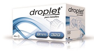 AGO PER PENNA DA INSULINA DROPLET 32 GAUGE 8 MM 100 PEZZI - doctorpill.it