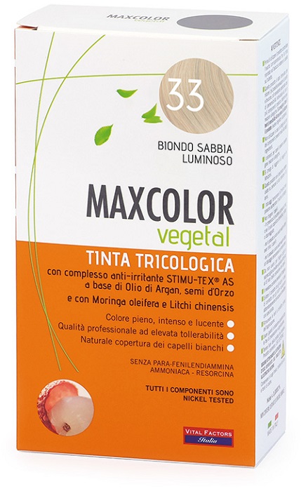 MAXCOLOR VEGETAL TINTA TRICOLOGICA 33 BIONDO SABBIA LUMINOSO 140 ML - doctorpill.it