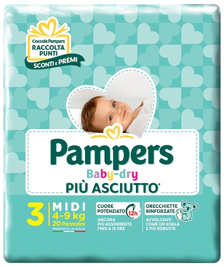 PAMPERS BABY DRY DOWNCOUNT MIDI 20 PEZZI - doctorpill.it