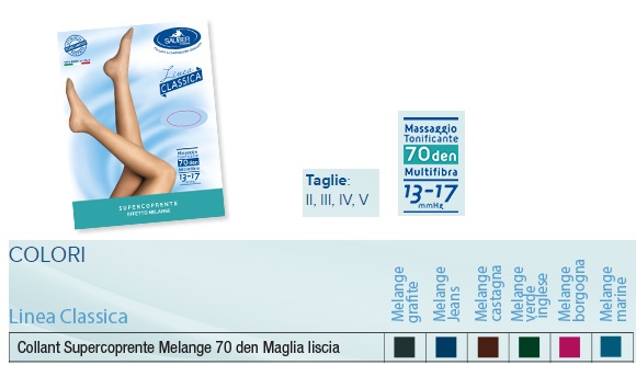 SAUBER COLLANT 70 DENARI SUPER COPRENTE MAGLIA LISCIA MELANGE MARINE 2 LINEA CLASSICA - doctorpill.it