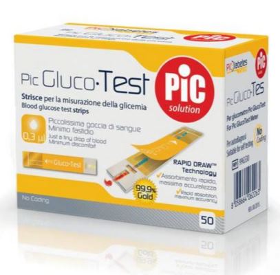 STRISCE MISURAZIONE GLICEMIA PIC GLUCOTEST 50 PEZZI - doctorpill.it