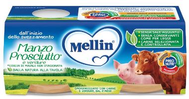 MELLIN OMOGENEIZZATO MANZO PROSCIUTTO CON VERDURE 2 PEZZI X 120 G - doctorpill.it