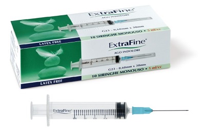 SIRINGA EXTRAFINE 5 ML GAUGE 23 0,60X30MM 10 PEZZI - doctorpill.it