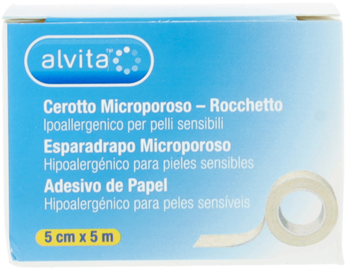CEROTTO MICROPOROSO IN ROCCHETTO ALVITA IPOALLERGENICO PER PELLI SENSIBILI 5X500CM - doctorpill.it