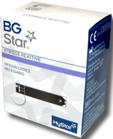 STRISCE REATTIVE MISURAZIONE GLICEMIA BGSTAR MYSTAR 25 PEZZI - doctorpill.it