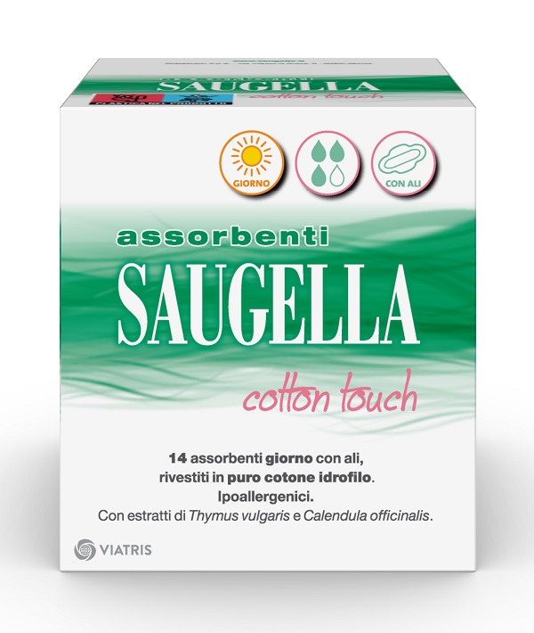 SAUGELLA COTTON TOUCH ASSORBENTI GIORNO CON ALI 14 PEZZI - doctorpill.it
