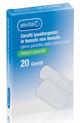 ALVITA CEROTTO IN TESSUTO NON TESSUTO ESTENSIBILE BIANCO CON TAMPONE ANTISETTICO ASSORTITO 20 PEZZI - doctorpill.it