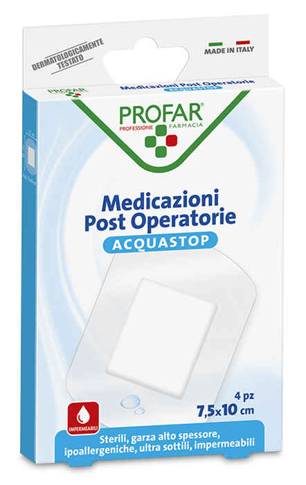 ACQUASTOP MEDICAZIONE POST OPERATORIA 7,5X10 CM PROFAR MED 4 PEZZI - doctorpill.it