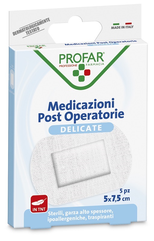 MEDICAZIONE POST OPERATORIA STERILE GARZA ANTIADERENTE 5X7,5 CM 5 PEZZI PROFAR - doctorpill.it