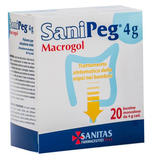 SANIPEG MACROGOL POLVERE PER SOLUZIONE ORALE 20 BUSTINE DA 4 G - doctorpill.it