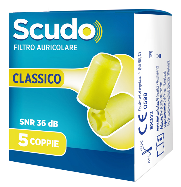 SCUDO FILTRO AURICOLARE CLASSICO SNR 36 DB 7-12MM 5 PAIA - doctorpill.it