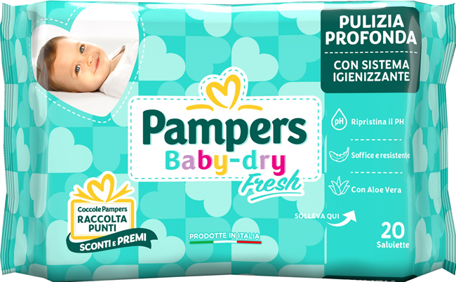 SALVIETTINE UMIDIFICATE PAMPERS BABY FRESH 30% + CONSISTENTE 20 PEZZI - doctorpill.it